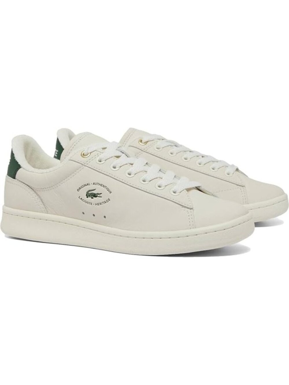 Lacoste Womens Off White Beige Green Carnaby Tennis Sneakers Shoes Trainers 8